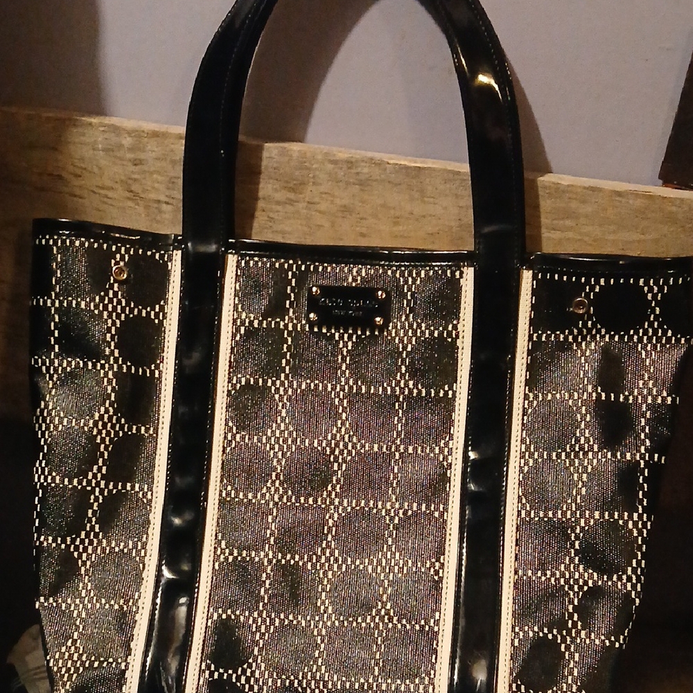 Kate Spade Black and White Geometric Tote Bag
